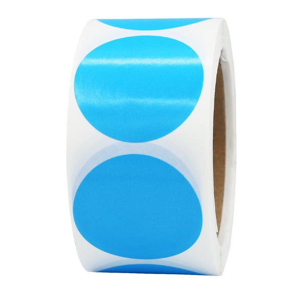 Light Blue Circle Stickers | 2" Inches Round | 500 Pack