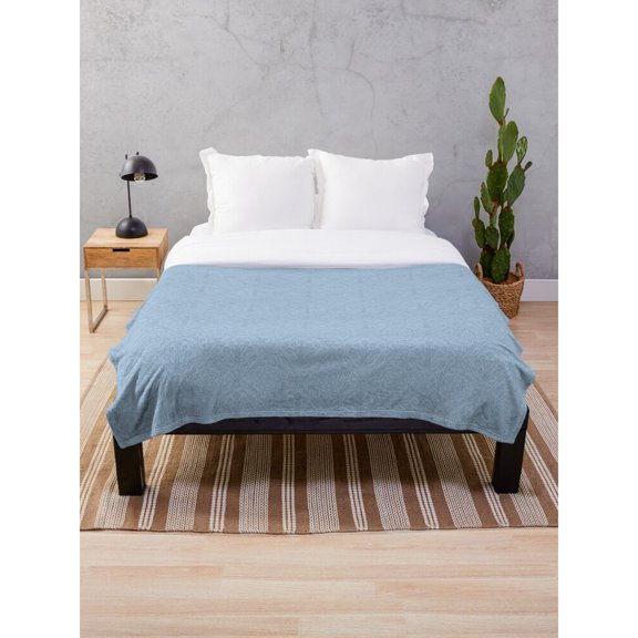 Light Blue Cloud-Like Tonal Pattern Fleece Blanket, Polyester Fleece Fabric, 280 GSM, for Couch or Bed
