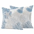 thumbnail image 1 of Light Blue Coastal Outdoor Waterproof Pillow Covers, Grey Beige Coral Starfish Nautical Decorative Square Throw Pillowcase Sofa Cushion Sham for Patio/Couch/Chair, 20"x20" 2 Pack, 1 of 8