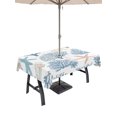 thumbnail image 1 of Light Blue Coral Coastal Outdoor Tablecloth with Umbrella Hole, Summer Beach Starfish Shell Spillproof Waterproof Outdoor Table Cover, Patio Tablecloths for Party Picnic Camping, Rectangle 52"x70", 1 of 9