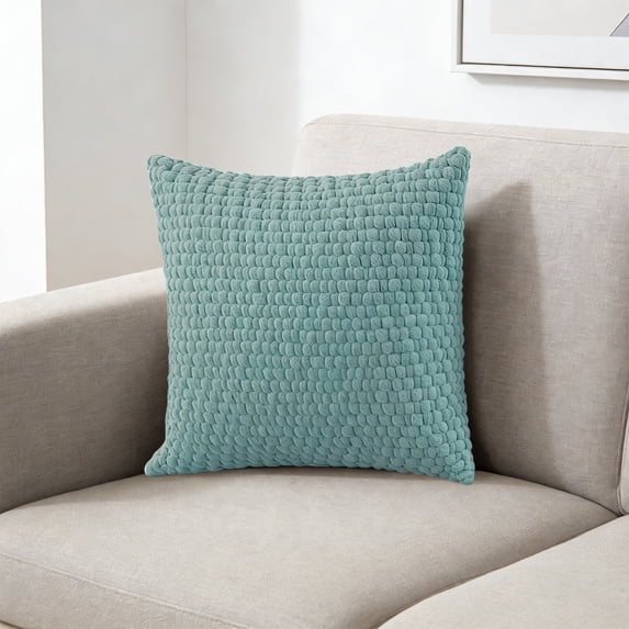 Light Blue Corduroy Pillow Cover 18x18 Inch Bohemian Decorative Throw Pillow Cover with Hidden Zipper for Indoor Outdoor Sofa Couch Bedroom