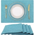 thumbnail image 1 of Light Blue Cotton Linen Blend Placemats for Dining Table Set of 4 Washable Farmhouse Kitchen Mats for Indoors & Outdoors, Easy to Clean, 13 x 19 Inch, 1 of 6