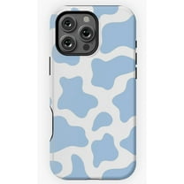 Light Blue Cow Print Pattern Phone Case for iPhone 16 15 14 13 12 11 Pro Max