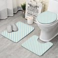 thumbnail image 1 of Light Blue and Cream Checkered Pattern Bathroom Rugs Sets 3 Piece,Toilet Cover Set,Absorbent Non Slip Bathroom Mats Sets with U-Shaped Contour Rug Toilet Rug Set, 1 of 5