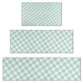 thumbnail image 1 of Light Blue and Cream Checkered Pattern Kitchen Rugs Sets Of 3,Kitchen Runner Rugs Non Skid Washable,Decorative Kitchen Floor Mats for Kitchen,Sink,Laundry,17"x30"+ 17"x47" + 17"x59", 1 of 6