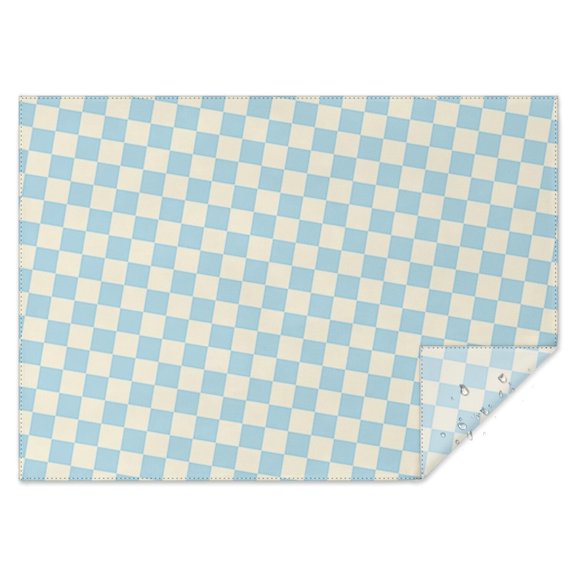 Light Blue and Cream Checkered Pattern Rectangle Tablecloth 60"x84",Waterproof Polyester Rectangle Table Cloth, Wipeable Spillproof Polyester Tablecloth for Dining, Camping, Indoor and Outdoor