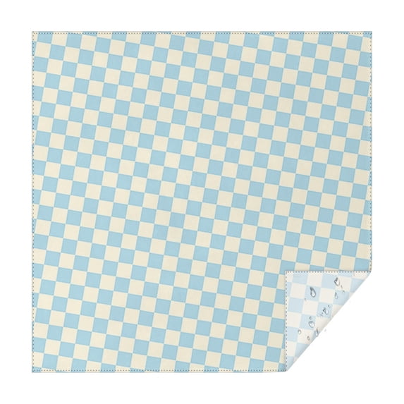 Light Blue and Cream Checkered Pattern Square Tablecloth,Waterproof Square Table Cover,Wipeable Spillproof Washable Table Cover for Home Kitchen Party Decor 42"X42"(107x107cm)