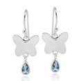 thumbnail image 1 of Light Blue Cubic Zirconia Teardrop Butterflies Sterling Silver Dangle Earrings, 1 of 5