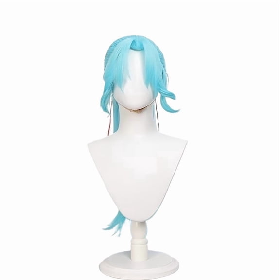 Light Blue Curly Clip-In Ponytail Wig for Cosplay and Everyday Use