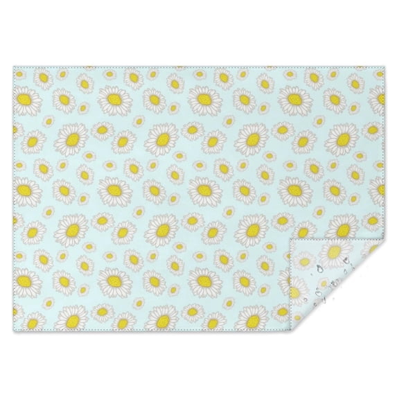 Light Blue Daisy Flower Pattern Rectangle Tablecloth 60"x84",Waterproof Polyester Rectangle Table Cloth, Wipeable Spillproof Polyester Tablecloth for Dining, Camping, Indoor and Outdoor