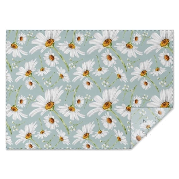 Light Blue Daisy Flower Pattern Rectangle Tablecloth 60"x84",Waterproof Polyester Rectangle Table Cloth, Wipeable Spillproof Polyester Tablecloth for Dining, Camping, Indoor and Outdoor