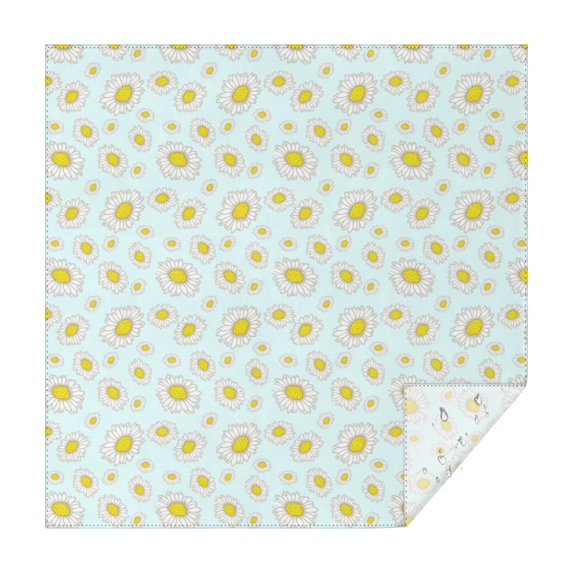 Light Blue Daisy Flower Pattern Square Tablecloth,Waterproof Square Table Cover,Wipeable Spillproof Washable Table Cover for Home Kitchen Party Decor 42"X42"(107x107cm)