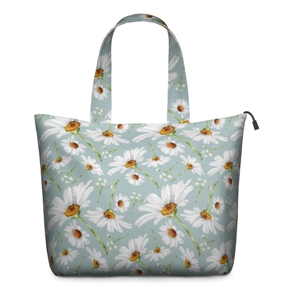 Light Blue Daisy Flower Pattern Travel Tote Bags for Women Carry On,Large Weekender Bags for Women Travel,Multi Functional Duffle Bag for Work,Shopping,Sports
