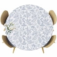 thumbnail image 1 of Light Blue Dandelion Round Tablecloth, Fitted Table Cover with Elastic for 55"-60" Round Tables, Spring Flowers Modern Minimalist Table Cloth Outdoor Indoor Dinning Party Waterproof Tablecloths, 1 of 7