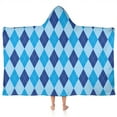 thumbnail image 1 of Light Blue and Dark Blue Argyle Pattern Hooded Bath Towel，50"x30" for Ages 3 To 12 Kids, Quick Dry Lightweight Soft Microfiber Hood Beach Towel Cover Up for Kids, 1 of 7