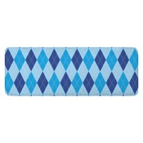 Light Blue and Dark Blue Argyle Pattern Kitchen Rug Mat,Kitchen Runner Rugs Non Skid Washable,Decorative Kitchen Floor Mats for Kitchen,Sink,Laundry,17"x47.2"