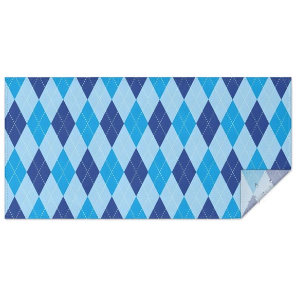 Light Blue and Dark Blue Argyle Pattern Rectangle Tablecloth 60"x120",Waterproof Polyester Rectangle Table Cloth, Wipeable Spillproof Polyester Tablecloth for Dining, Camping, Indoor and Outdoor