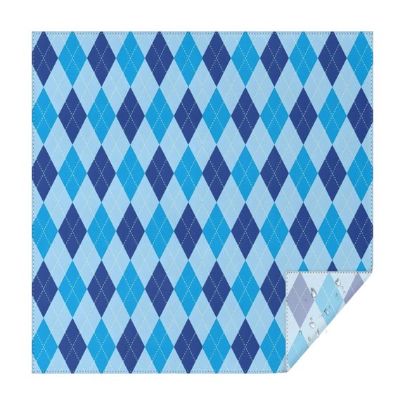 Light Blue and Dark Blue Argyle Pattern Square Tablecloth,Waterproof Square Table Cover,Wipeable Spillproof Washable Table Cover for Home Kitchen Party Decor 52"x52"(132x132cm)