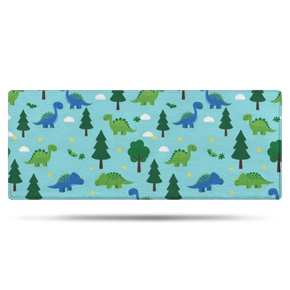 Light Blue Dinosaurs Forest Pattern Bathroom Rugs Mat,Non Slip Microfiber Bathroom Rug,Rubber Backing,Soft Bathroom Mats for Bathroom Floor,Tub and Shower,60x24in(150x60cm)