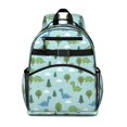 thumbnail image 1 of Light Blue Dinosaurs Forest Pattern Cute School Backpack Bag for School with Padded Back and Adjustable Shoulder Straps 15.25"x11.5"x5.25", 1 of 5