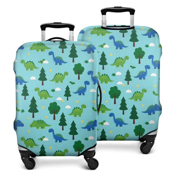 Light Blue Dinosaurs Forest Pattern Luggage Cover Fashion Suitcase Cover Baggage Covers Fit 25-28 Inch Luggage (Go Travel)