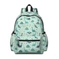 thumbnail image 1 of Light Blue Dinosaurs Geometric Pattern Cute School Backpack with Padded Back and Adjustable Shoulder Straps 13.4"x11"x4.7", 1 of 5