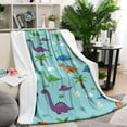 thumbnail image 1 of Light Blue Dinosaurs Palms Eggs Pattern Blanket,Comfortable Soft Lamb Wool Throw Blanket,All Season,Warm Lightweight Blankets for Sofa Bed Couch Living Room Chair,40"x50", 1 of 4