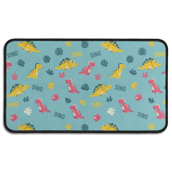 Light Blue Dinosaurs Text Pattern Door Rugs,Washable Non Slip Door Mats Indoor,Decorative Door Mats,Entry Mat Indoor for Entrance,Bedroom,Kitchen,Bathroom,30"x17"
