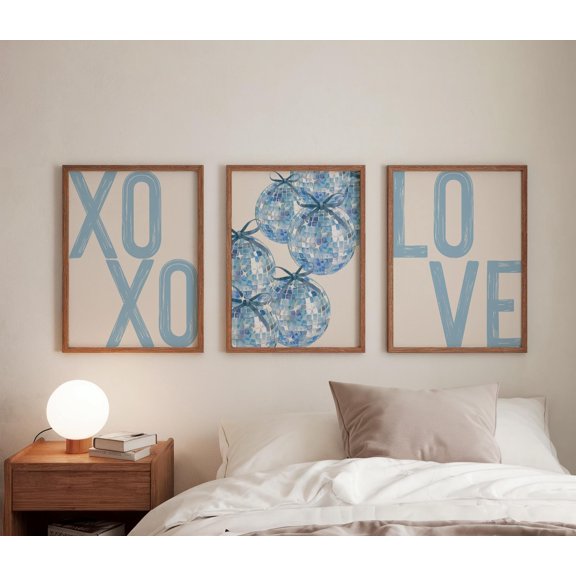 Light Blue Disco Ball 3-Piece Set, Funky Maximalist Wall Art Poster, , Poster Only