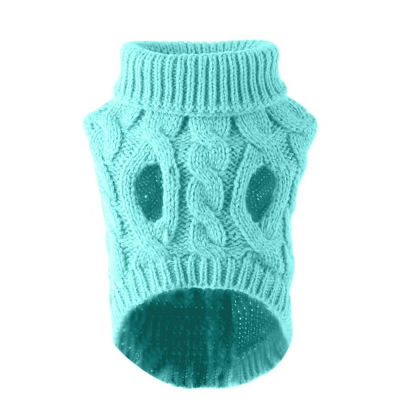 Light Blue Dog Sweater Size M - Warm Winter Knit Pullover, Soft Fleece Lined, Easy To Put On, Fashionable Pet Apparel - For Small Medium Dogs, Outdoor Indoor Use, Daily Wear