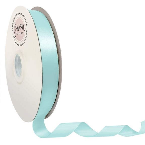 Light Blue Double Faced Satin Ribbon for Crafts, 7/8" x 100 Yards by Gwen Studios