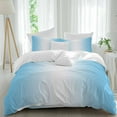 thumbnail image 1 of Light Blue Duvet Cover Set King Size, and White Gradient 4 Piece Soft Microfiber Bedding Set with 1 Duvet Cover, 1 Flat Sheet, 2 Pillowcases, 1 of 9