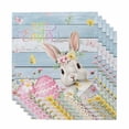 thumbnail image 1 of Light Blue Easter Cloth Napkins, Spring Easter Bunny Eggs Floral Wooden Washable and Reusable Dinner Napkins Set of 6, Table Napkin for Kitchen Party Birthday Wedding Hotel Housewarming 20"x20", 1 of 9