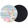 thumbnail image 1 of Light Blue Easter Coasters Set of 2, Absorbent Coasters for Drinks, Spring Easter Bunny Eggs Floral Wooden Coaster for Desk Coffee Table Protection, Home Decor House Warming Gifts 4", 1 of 8