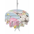 thumbnail image 1 of Light Blue Easter Outdoor Tablecloth - 54 Inch Round Dining Table Cover, Spring Easter Bunny Eggs Floral Wooden Waterproof Outdoor Table Cloth with Umbrella Hole & Zipper for Picnic/Patio/Party, 1 of 7