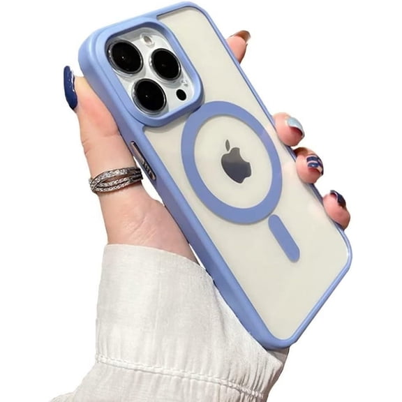 Light Blue Edge Phone Case, Support MagSafe Wireless Charging, Shockproof Clear Case for iPhone 12 Mini
