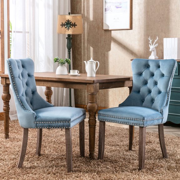 Light Blue - Exquisite Nailhead Trim - Dining Room - Comfortable and Stylish