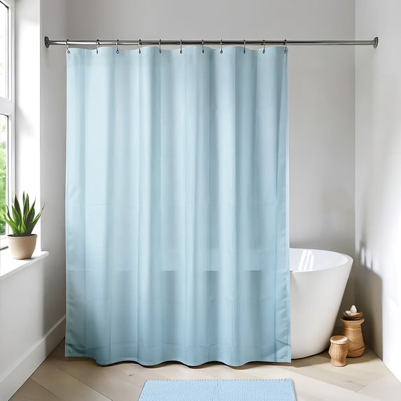 Light Blue Extra Long Waterproof Shower Curtain Liner 71x79 Inches