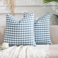 thumbnail image 1 of Light Blue Farmhouse Buffalo Plaid Pillow Covers 18x18 Set of 2 Patio Outdoor Decor Neutral Checkered Pillow Covers 18 x 18, Blue and White Gingham, 1 of 5