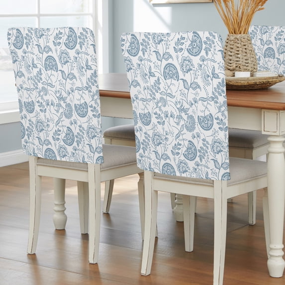Light Blue Farmhouse Chair Back Covers, Retro Botanical Plant Fruit Leaf Removable Chair Covers for Dining Chairs Set of 4, Washable Chairs Slipcovers Back Seat Protector for Wedding Party 19"x20"