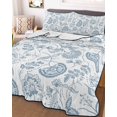 thumbnail image 1 of Light Blue Farmhouse Queen Size Down Alternative Comforter, Lightweight Comforter Quilt Bedding Set with Pillow Shams Retro Botanical Plant Fruit Leaf All Seasons Bed Comforter Duvet Insert 90"x96", 1 of 7