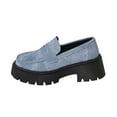thumbnail image 1 of Light Blue Feminine Loafers With Thick Soled Waterproof Design Low Cut Casual Comfortable For Daily Activities, 1 of 6