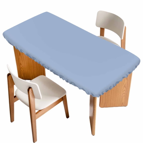 Light Blue Fitted Rectangle Tablecloth 24" x 50" Solid Color Elastic Table Cloth Fits for 4 Foot Folding Tables Waterproof Table Cover for Picnic Camping Outdoor