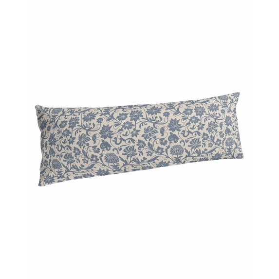 Light Blue Floral Body Pillow Covers, Rustic Vintage Flowers Botanical Spring Soft Bed Throw Pillowcases Breathable Cooling Long Lumbar Body Pillow Sham Cover for Bed Sofa 20''x54''