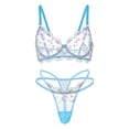 thumbnail image 1 of Light Blue Floral Lace Lingerie Set (BLUE, S), 1 of 5