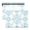 thumbnail image 1 of Light Blue Floral Patterns 3-Ring Binder Pouches A4 Size Zipper Pocket File Storage 2 Packs, 1 of 6