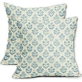 thumbnail image 1 of Light Blue Floral Pillow Covers 16x16 Inch Set of 2, Vintage Flower Block Print Pattern Decorative Throw Pillowcases Outdoor Farmhouse Cushion Covers Spring Summer Rustic Sofa Couch Bed Decor, 1 of 2