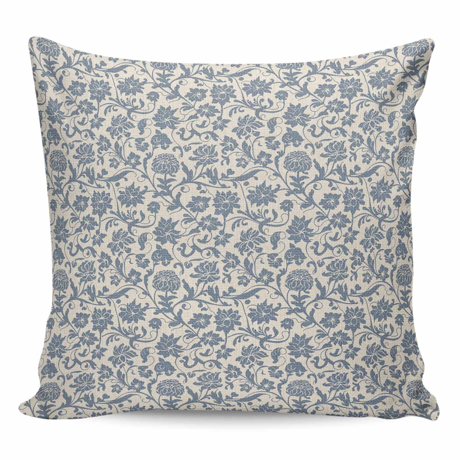 Light Blue Floral Pillow Covers 20x20 Inch Decorative Throw Pillow Cover, Rustic Vintage Flowers Botanical Spring Sofa Pillowcases Accent Cushion Case Home Decor Bedroom Living Room
