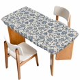 thumbnail image 1 of Light Blue Floral Table Cloths for 3 Foot Rectangle Tables, Rustic Vintage Flowers Botanical Spring Patio Waterproof Elastic Fitted Tablecloths, Washable Rectangular Table Cover for Camping, 1 of 8