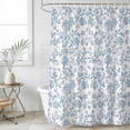 thumbnail image 1 of Light Blue Flower Waterproof Shower Curtain, Large 72"x84" Washable Polyester Fabric Shower Curtains for Bathroom, Vintage Farmhouse Boho Leaf Spring Decorative Bathtub Curtain Sets with Hooks, 1 of 9